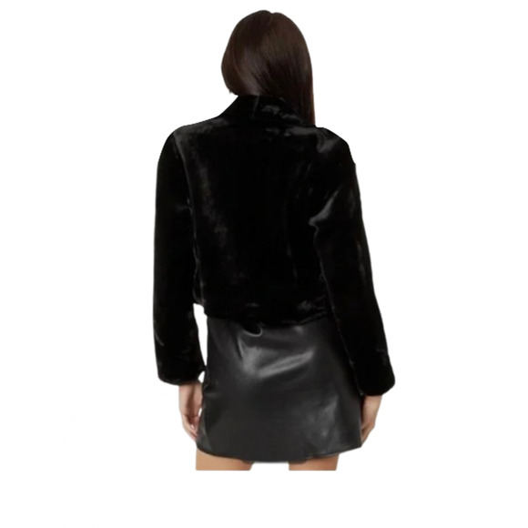 Blank NYC Cropped Open Front Black Faux Fur Jacket Plus Size: L - Picture 6 of 6
